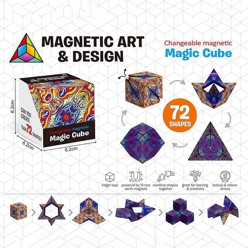 Magnetic Magic Cube Shape - Shifting Sensory Fidget for Calm, Focus and Creativity - Stimsy